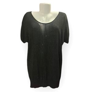 Old Navy Women's Black w/ Metallic Threading Short Sleeve Knit Sweater | Size M